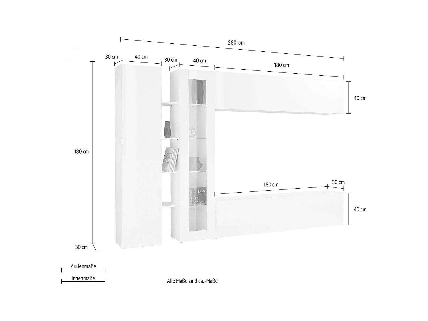 Mueble TV moderno Mueble pared Mueble pared Note Duet