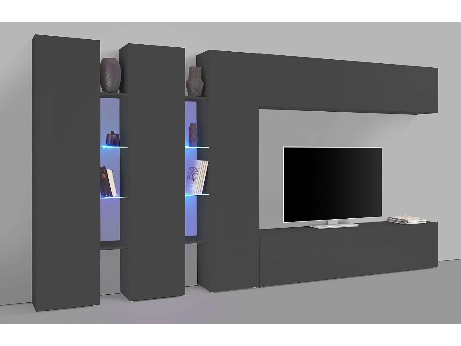 Meuble TV de salon moderne 3 armoires murales Note Trio