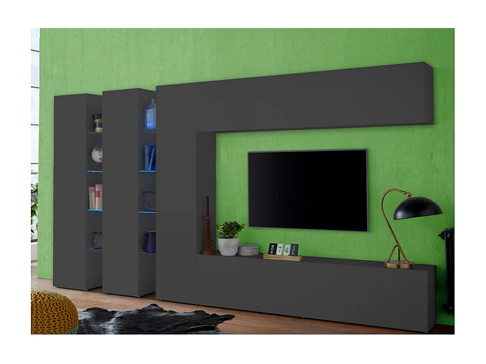 Moderne Wohnwand TV-Möbel mit 3 Hängeschränken Note Trio