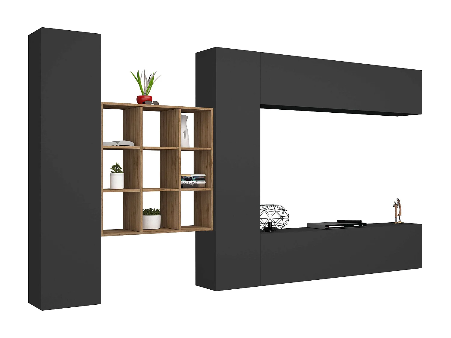 Meuble TV design moderne 2 armoires bibliothèque Ferd RT