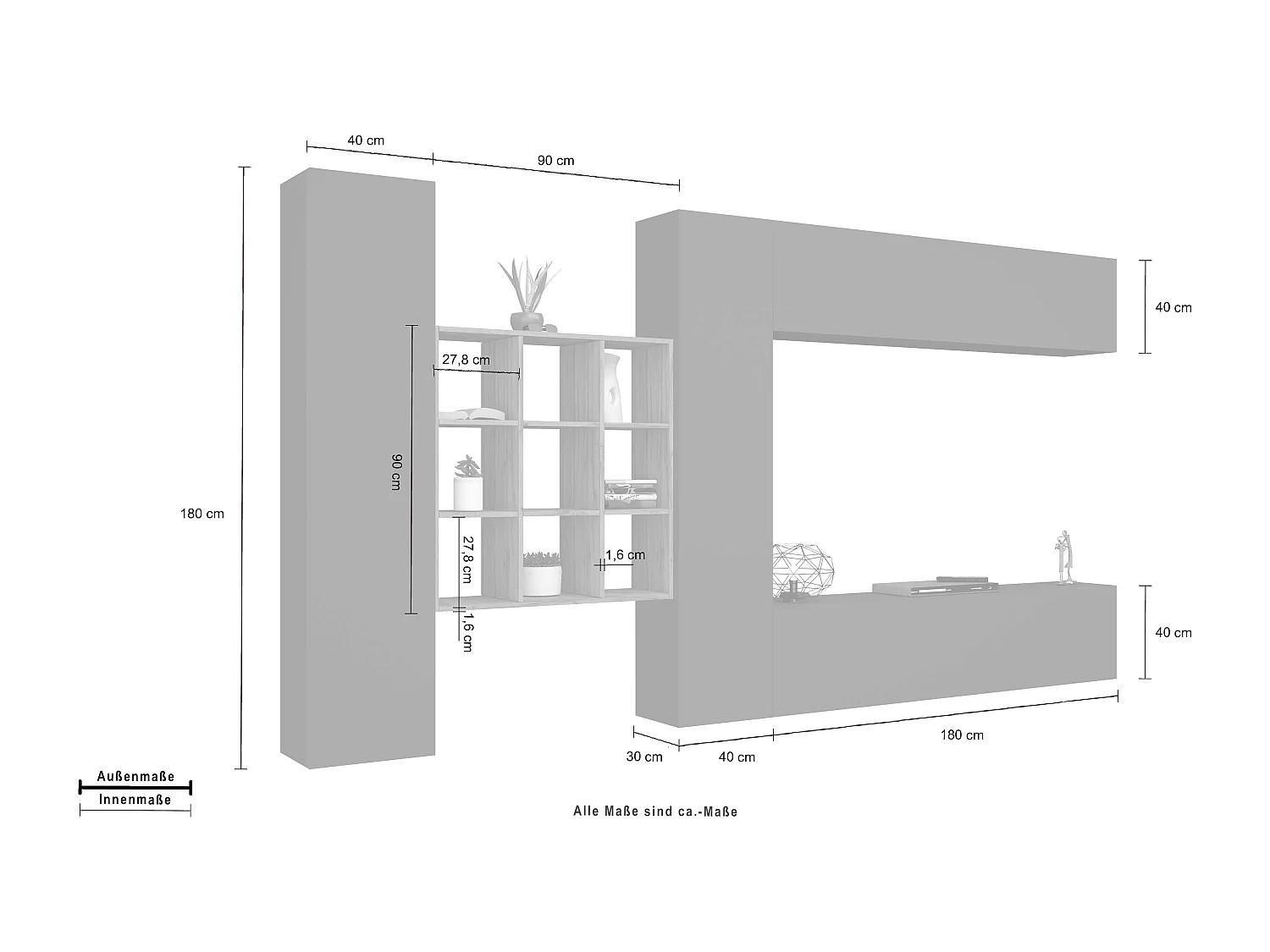 Meuble TV design moderne 2 armoires bibliothèque Ferd RT