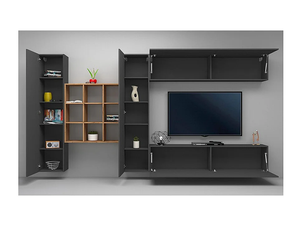 Mueble pared TV 2 armarios librería Ferd RT de diseño moderno