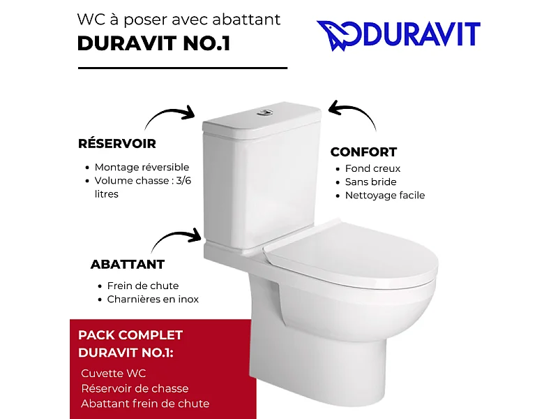 WC à poser DURAVIT Duravit No.1 avec abattant frein de chute + nettoyant