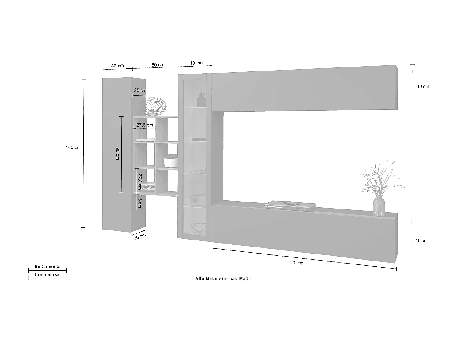 Loane RT Meuble TV suspendu moderne armoire et bibliothèque