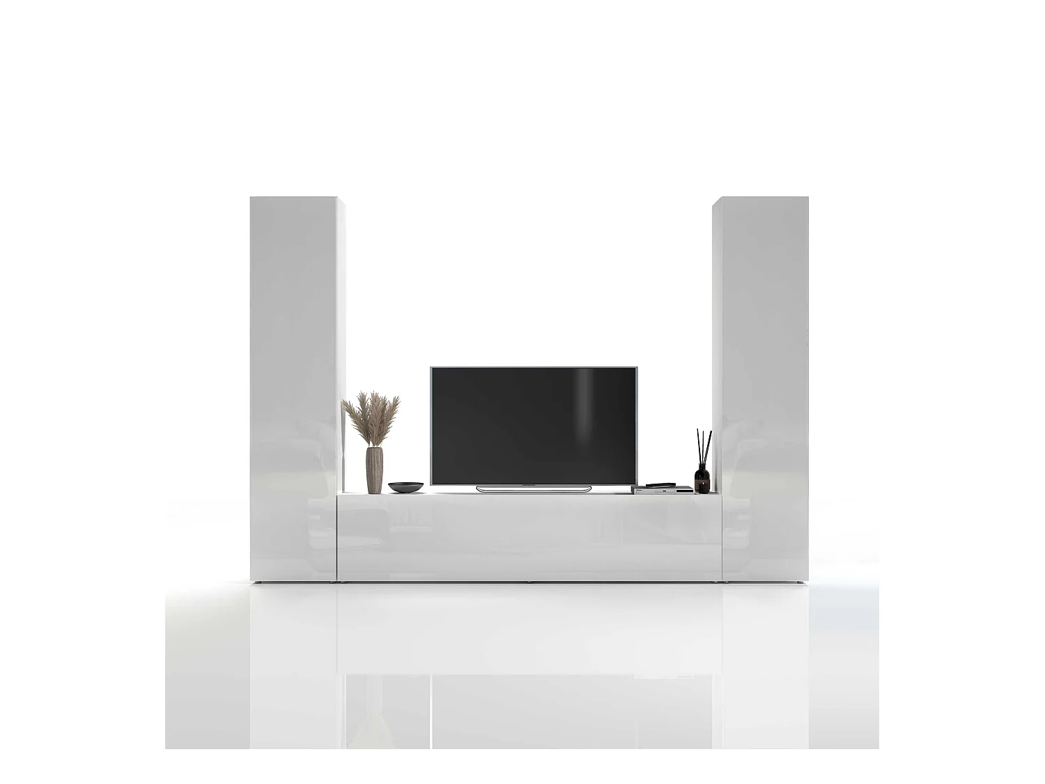 Mueble TV suspendido moderno blanco 2 armarios Vibe WH