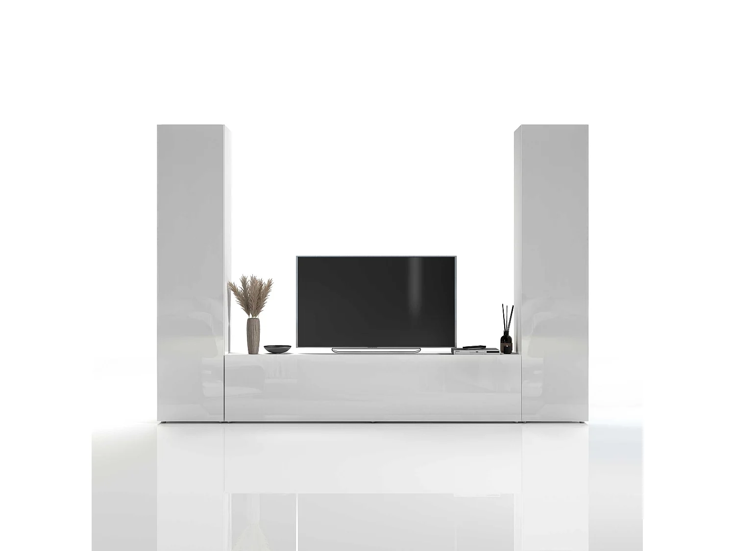 Meuble TV de salon moderne blanc 2 armoires Vibe WH