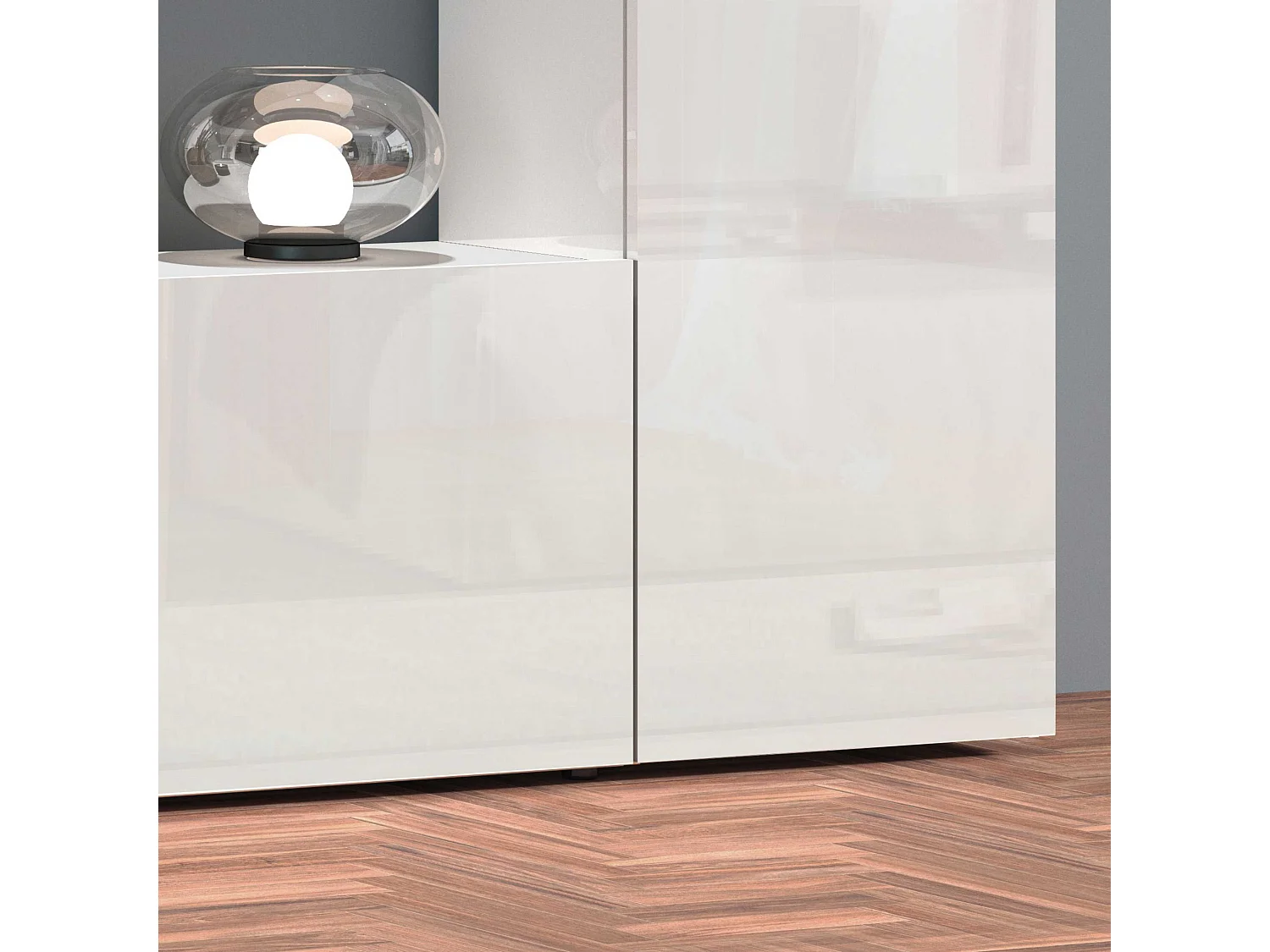 Meuble TV de salon moderne blanc 2 armoires Vibe WH