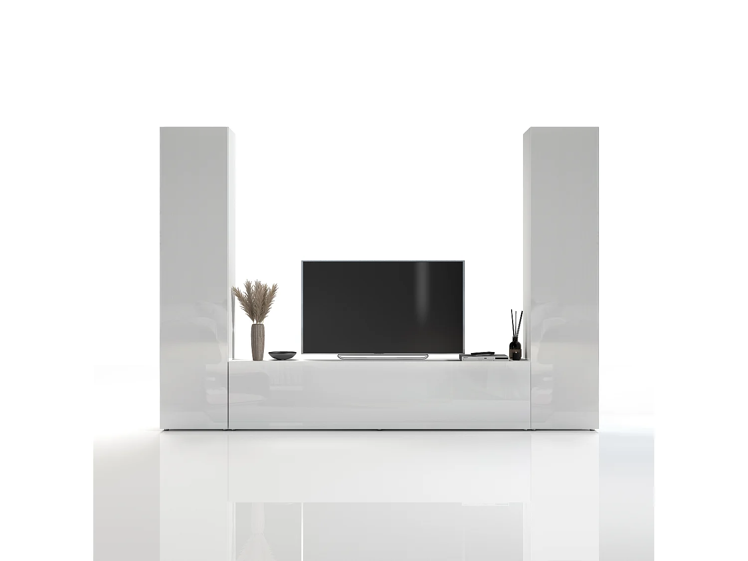 Mueble TV suspendido moderno blanco 2 armarios Vibe WH