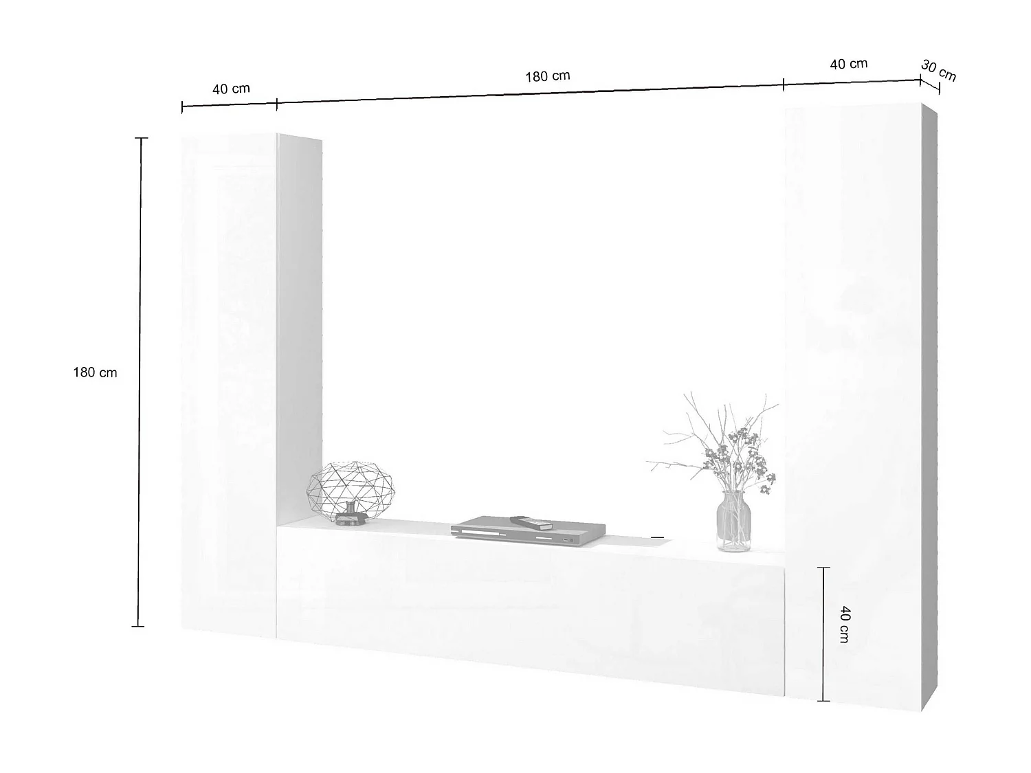 Mueble TV suspendido moderno blanco 2 armarios Vibe WH