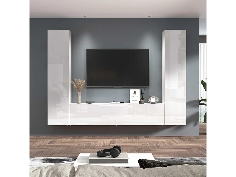 Mueble TV suspendido moderno blanco 2 armarios Vibe WH