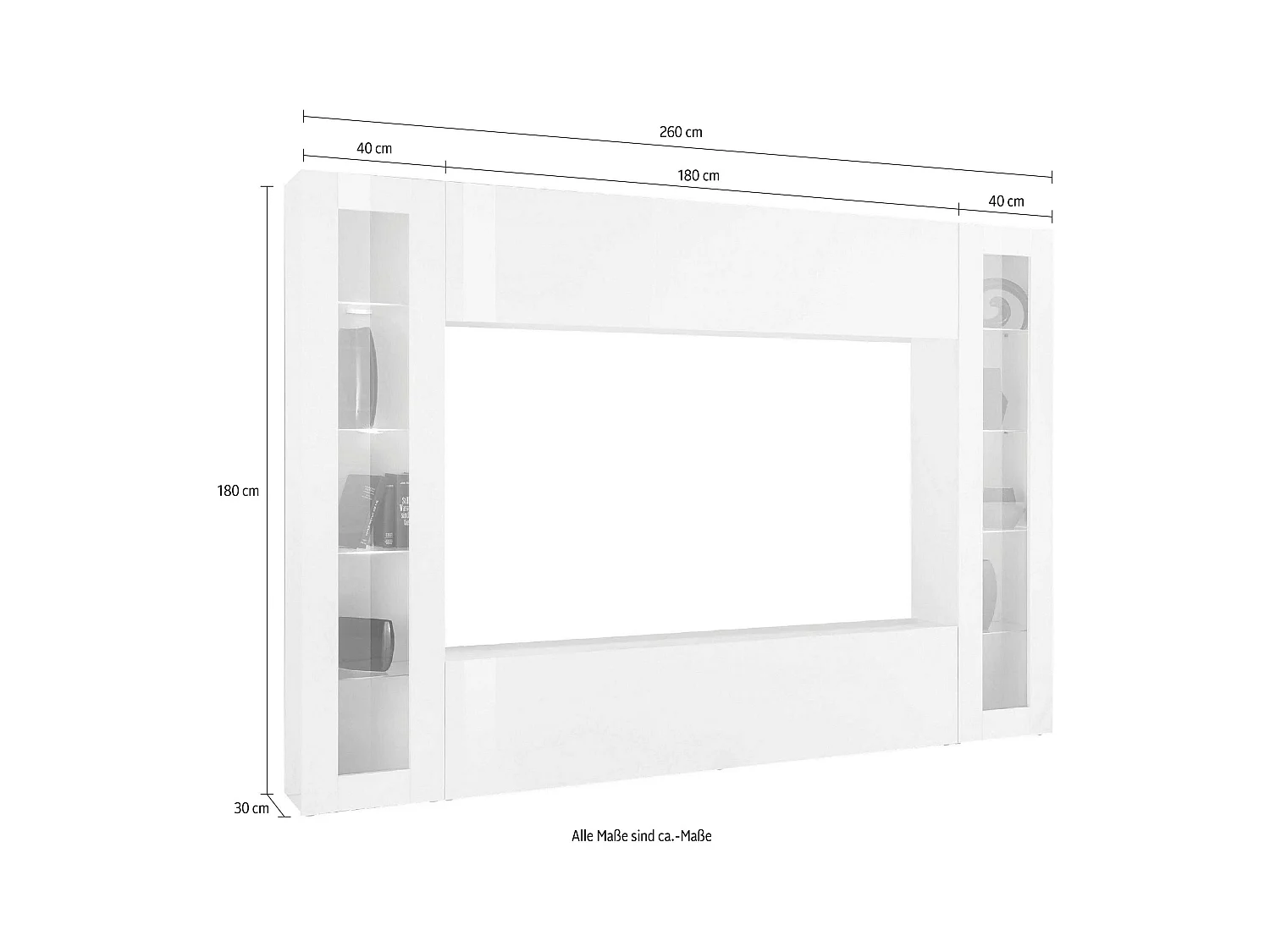 Parete attrezzata porta TV moderno pensile sospeso 2 vetrine Note Frame antracite