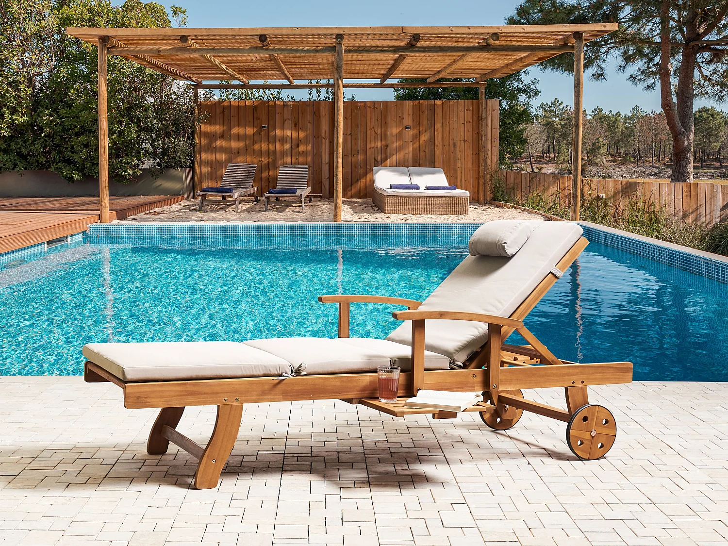 Transat avec coussin JAVA PREMIUM Acacia Beige clair