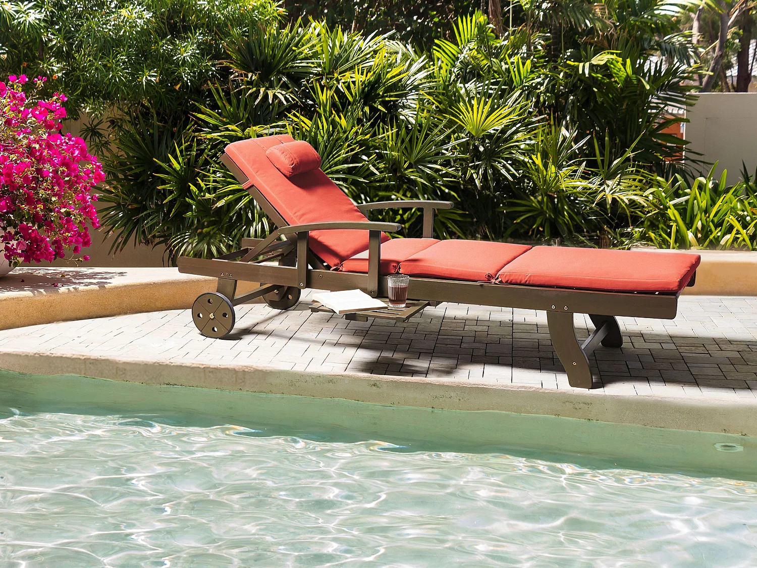 Transat avec coussin AMANTEA PREMIUM II Acacia Rouge