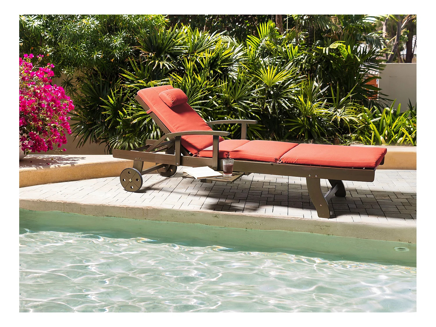 Transat avec coussin AMANTEA PREMIUM II Acacia Rouge