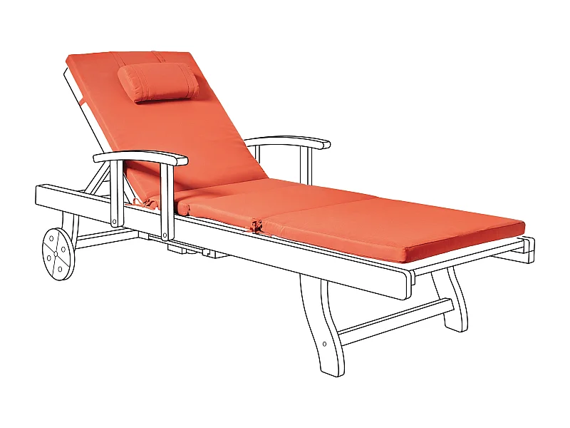 Coussin de transat extérieur TOSCANA/JAVA/AMANTEA PREMIUM 189 x 58 cm Rouge