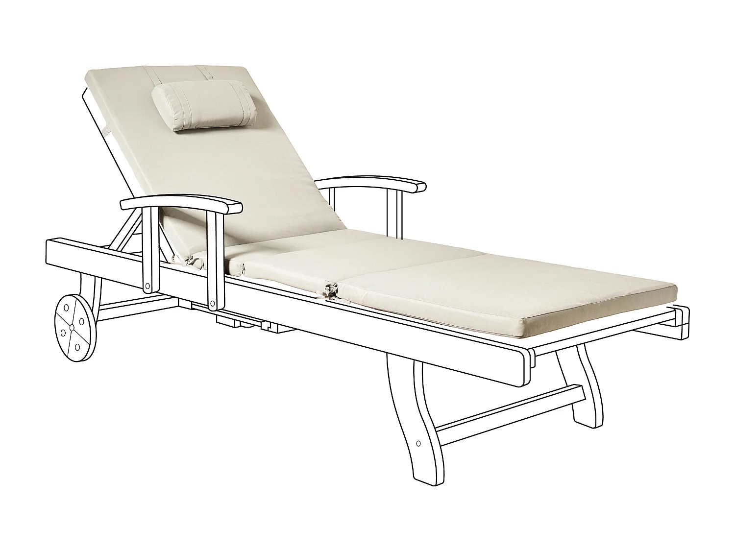 Coussin de transat extérieur TOSCANA/JAVA/AMANTEA PREMIUM 189 x 58 cm Taupe