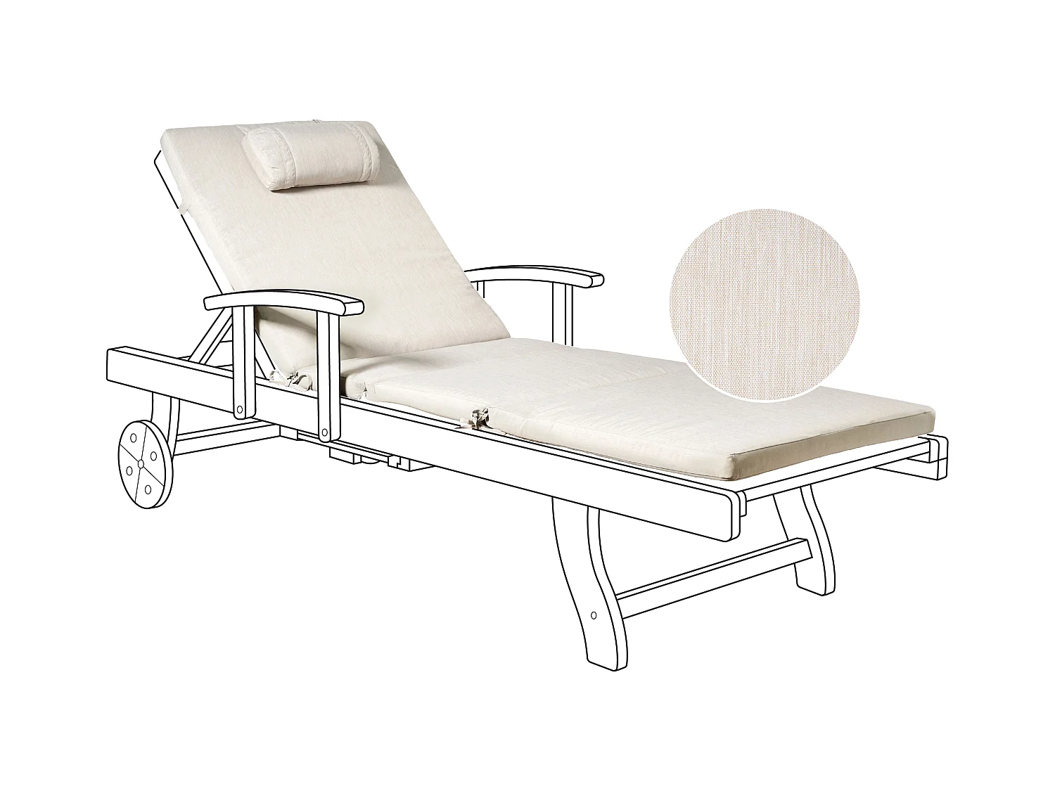 Coussin de transat extérieur TOSCANA/JAVA/AMANTEA PREMIUM 189 x 58 cm Beige clair