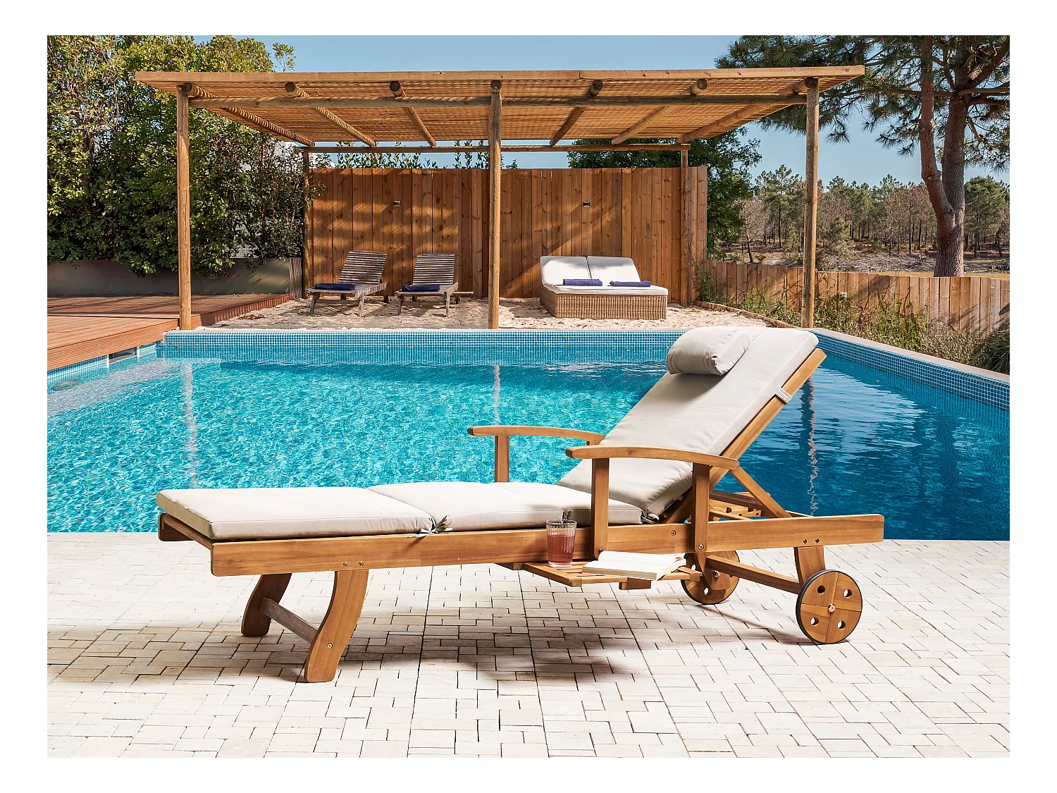 Coussin de transat extérieur TOSCANA/JAVA/AMANTEA PREMIUM 189 x 58 cm Beige clair