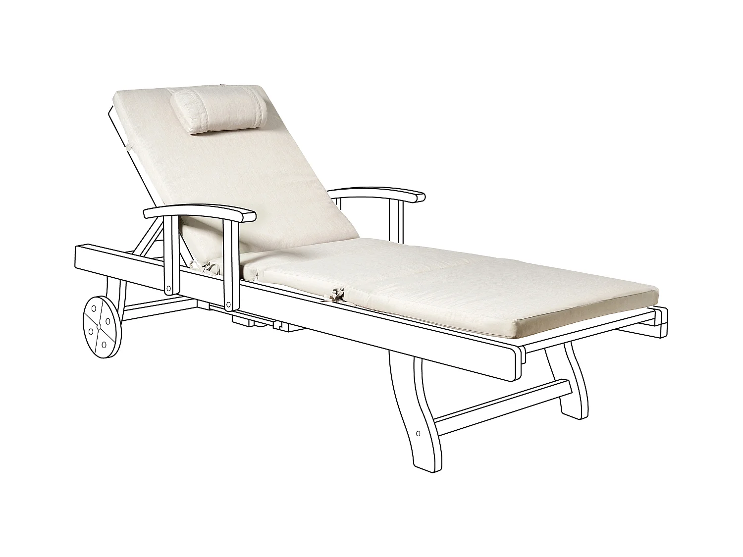 Coussin de transat extérieur TOSCANA/JAVA/AMANTEA PREMIUM 189 x 58 cm Beige clair