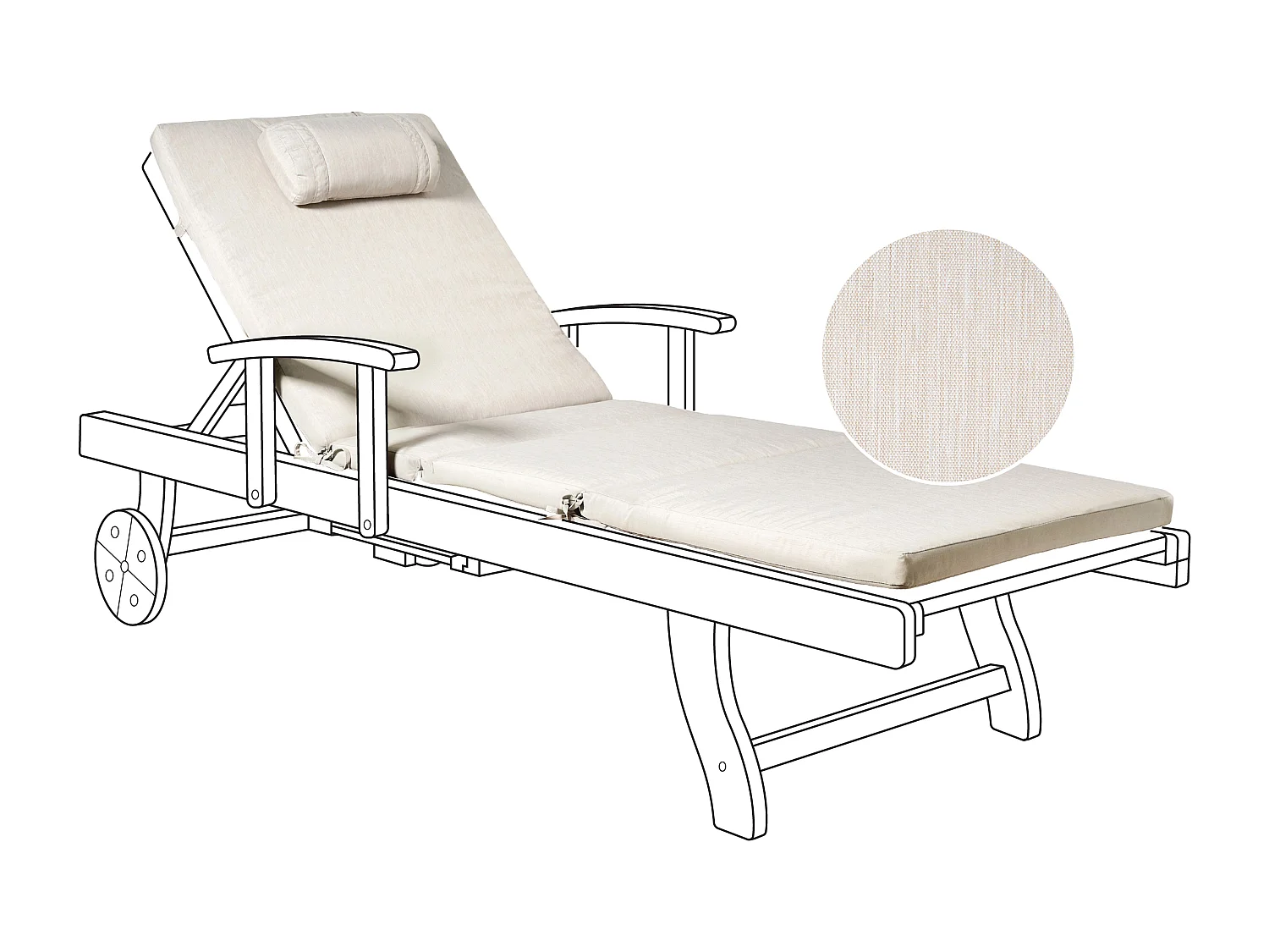 Coussin de transat extérieur TOSCANA/JAVA/AMANTEA PREMIUM 189 x 58 cm Beige clair