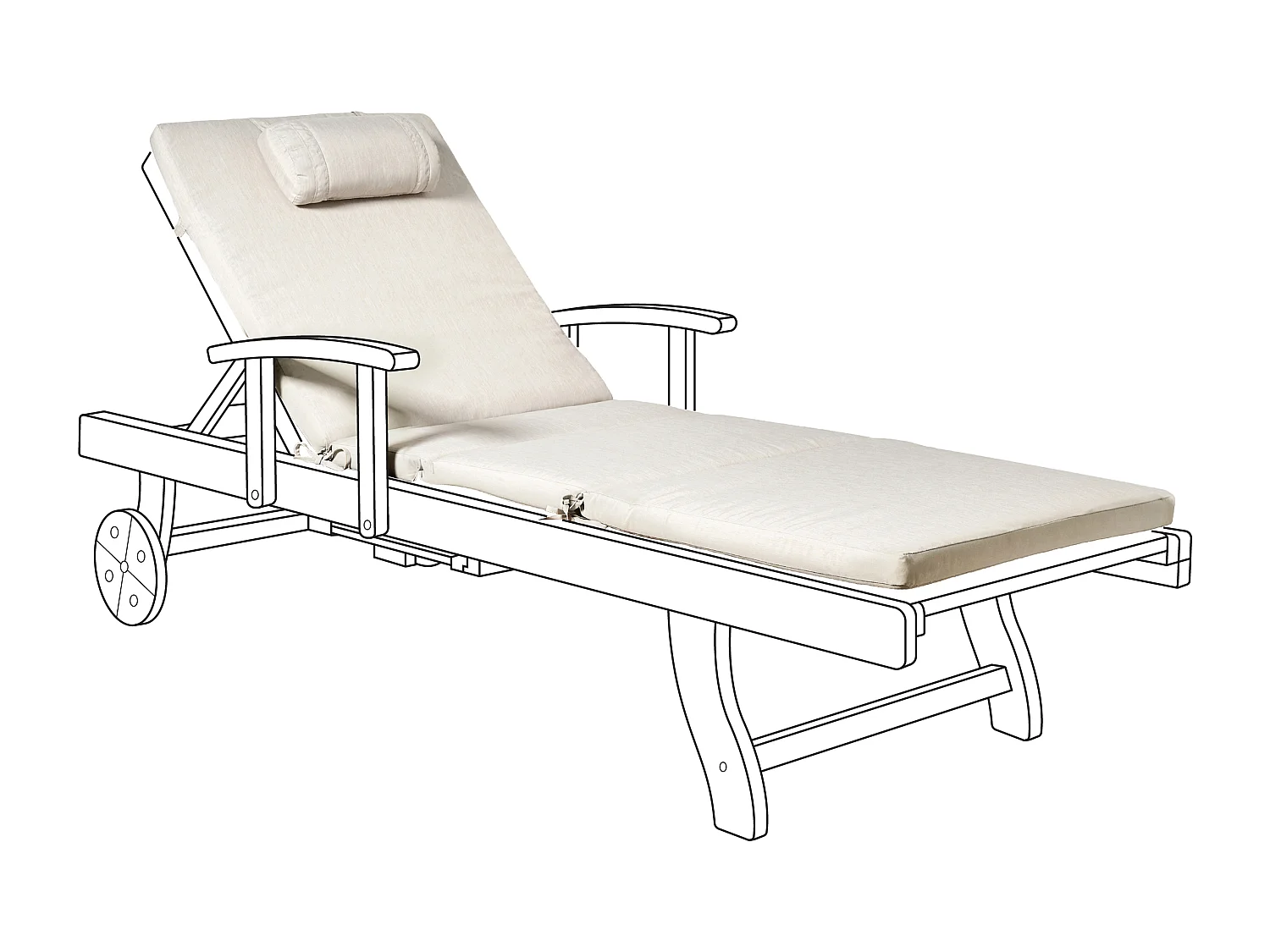 Coussin de transat extérieur TOSCANA/JAVA/AMANTEA PREMIUM 189 x 58 cm Beige clair