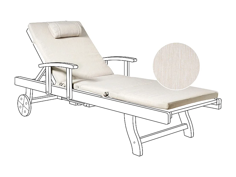 Coussin de transat extérieur TOSCANA/JAVA/AMANTEA PREMIUM 189 x 58 cm Beige clair