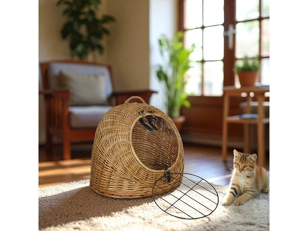 Panier de voyage en osier pour chien