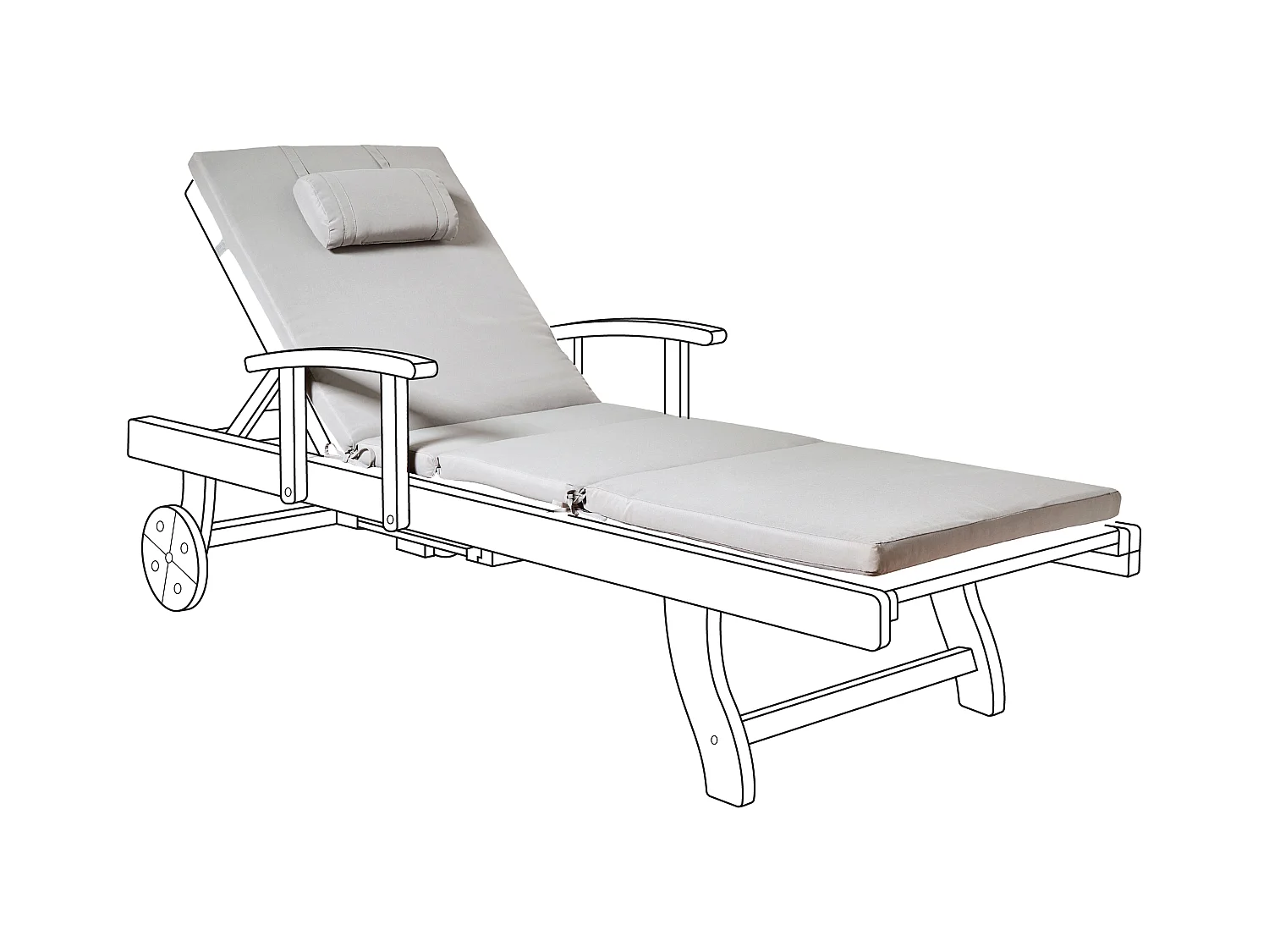 Coussin de transat extérieur TOSCANA/JAVA/AMANTEA PREMIUM 189 x 58 cm Gris clair