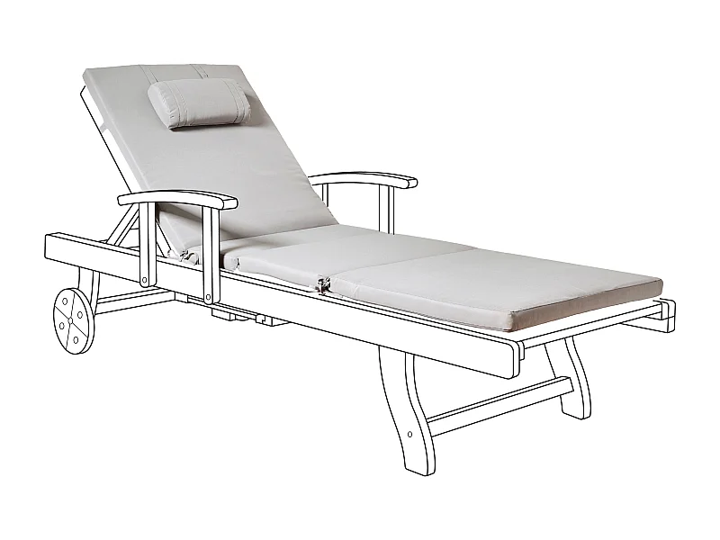 Coussin de transat extérieur TOSCANA/JAVA/AMANTEA PREMIUM 189 x 58 cm Gris clair