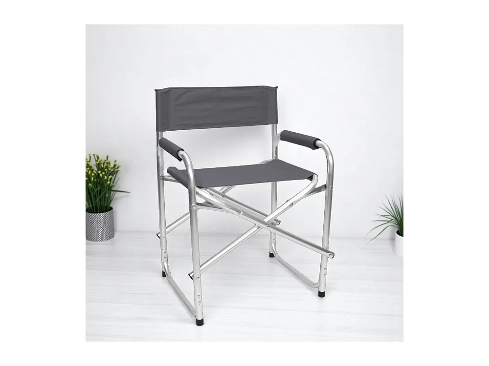 Sedia relax pieghevole Regista in alluminio con rivestimento in textilene grigio