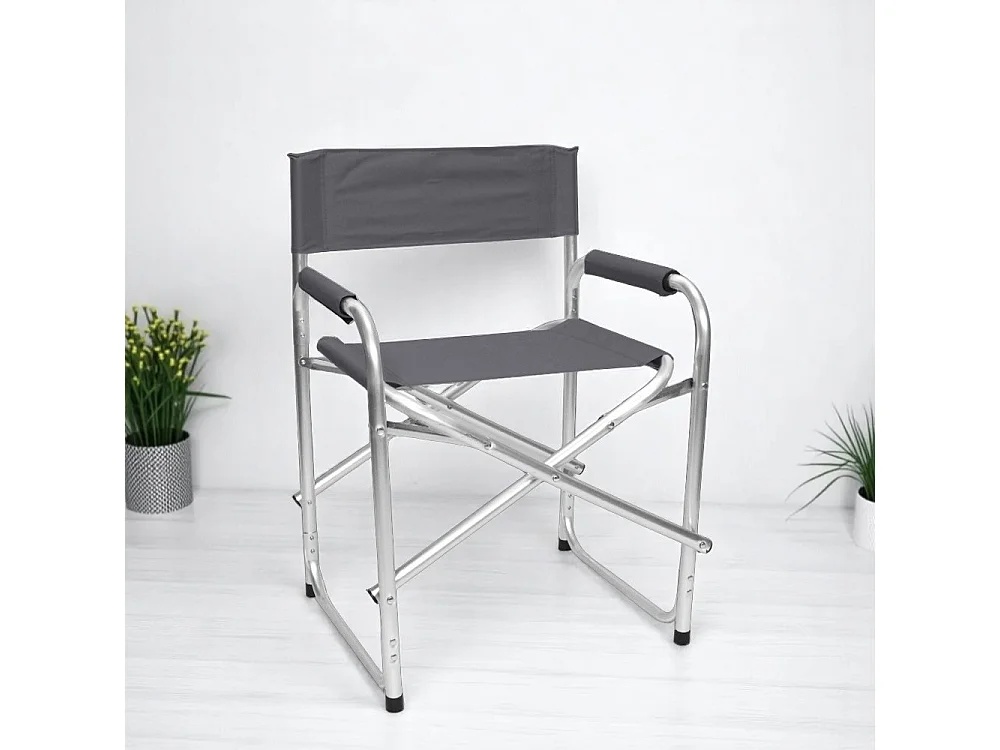 Fauteuil relax pliant Regista en aluminium avec revêtement en textilène gris