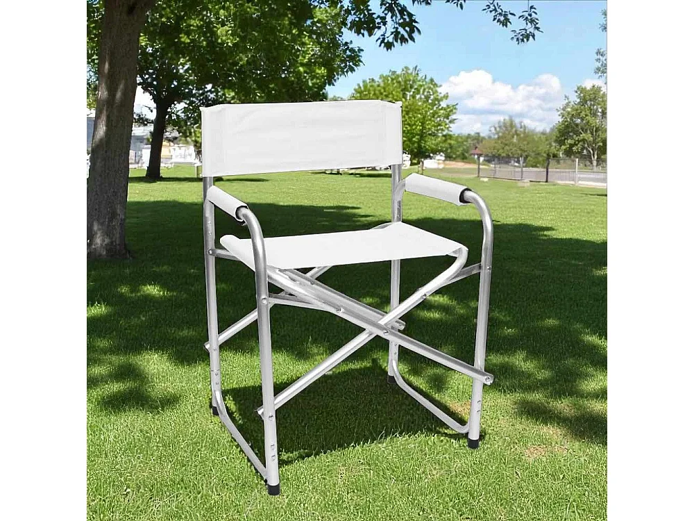 Fauteuil relax pliant Regista en aluminium avec revêtement en textilène blanc