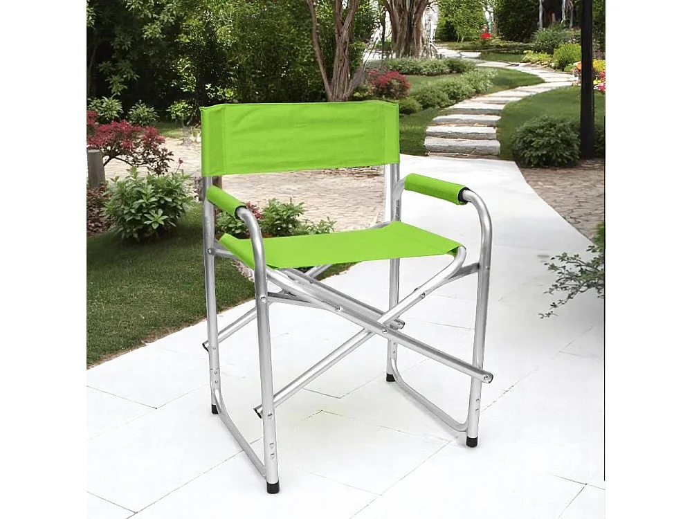 Sedia relax pieghevole Regista in alluminio con rivestimento in textilene verde
