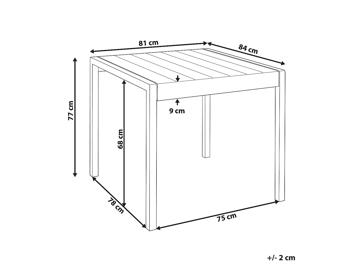 Table de salle à manger de jardin BARTICA 81 cm 84 cm Noir