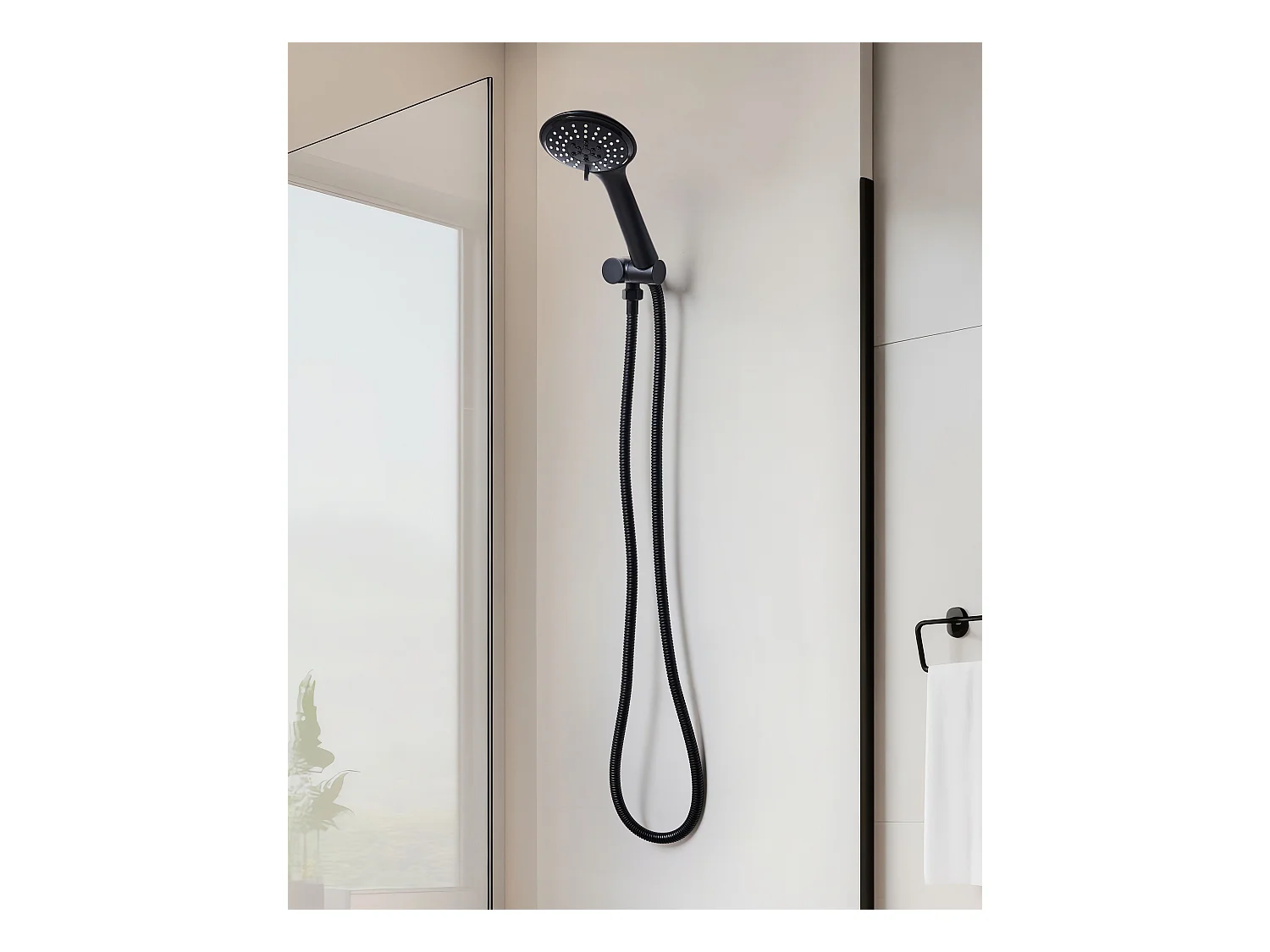 Kit de pommeau de douche avec tuyau flexible TUMPLE 3 modes Noir