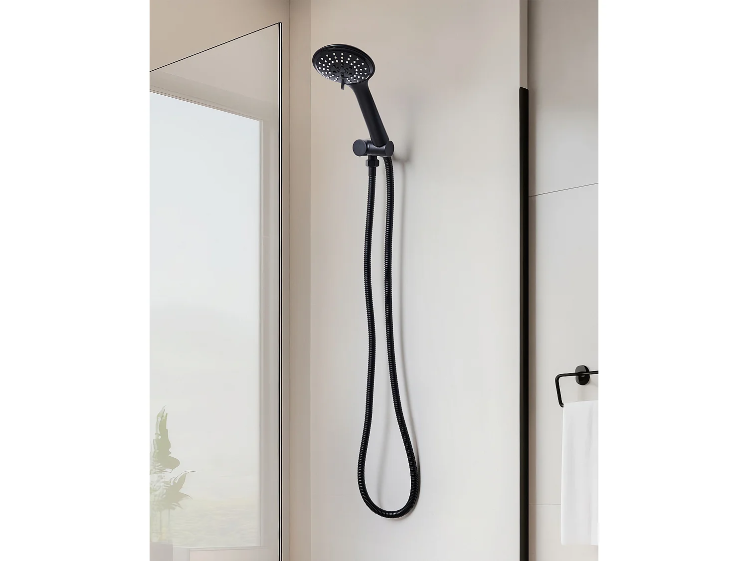 Kit de pommeau de douche avec tuyau flexible TUMPLE 3 modes Noir