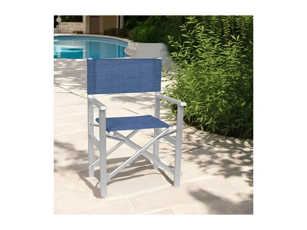 Sedia Regista Ketty in alluminio con seduta e schienale in textilene blu