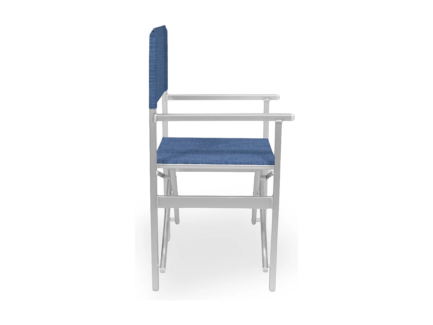Chaise de réalisateur Ketty en aluminium avec assise et dossier en textilène bleu