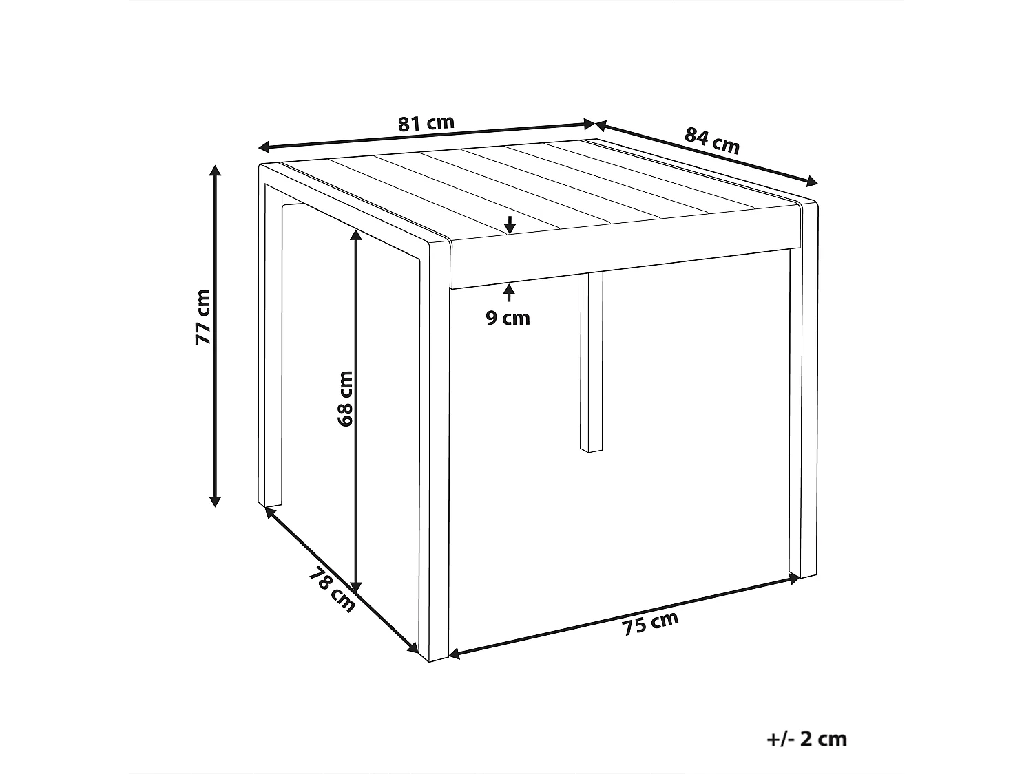 Table de salle à manger de jardin BARTICA 81 cm 84 cm Gris