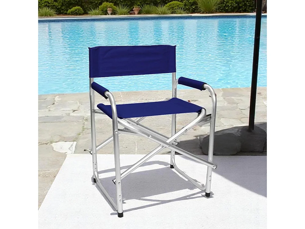 Sedia relax pieghevole Regista in alluminio con rivestimento in textilene blu
