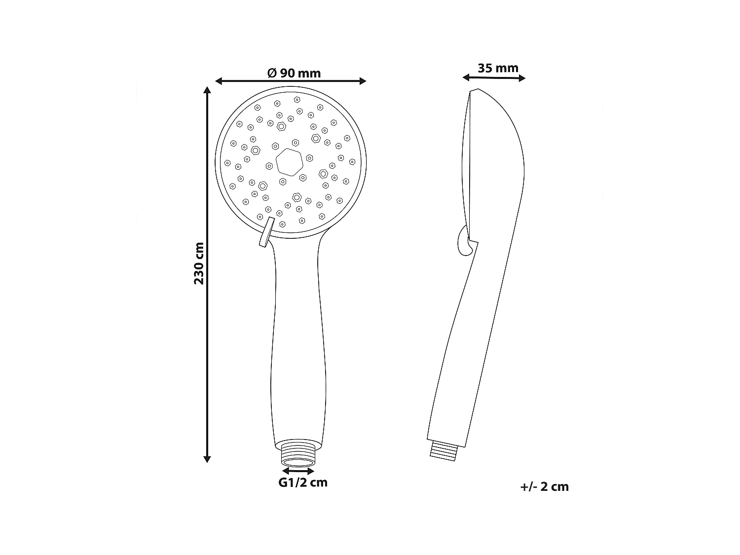 Kit de pommeau de douche avec tuyau flexible MACAY 3 modes Argenté