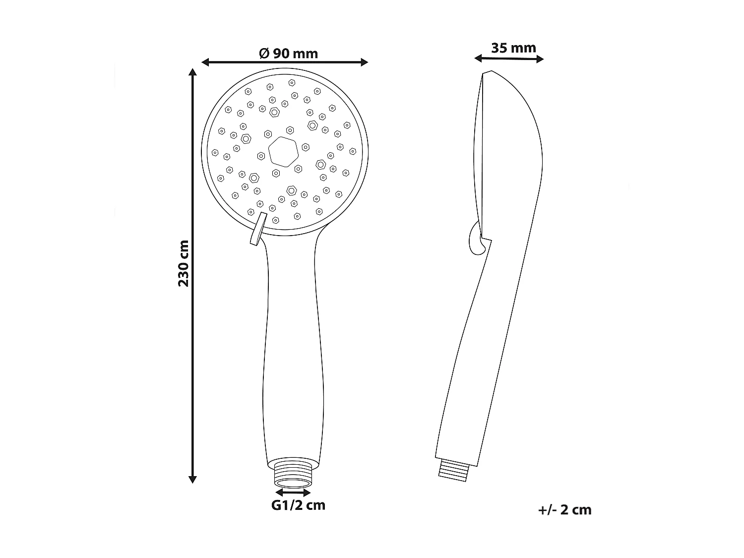 Kit de pommeau de douche avec tuyau flexible MACAY 3 modes Argenté