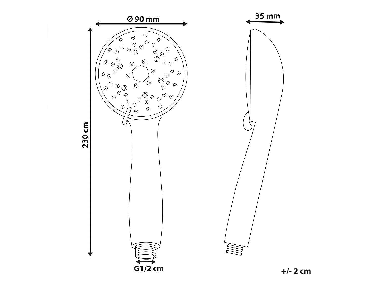 Shower Head and Hose Kit MACAY 3-function Silver