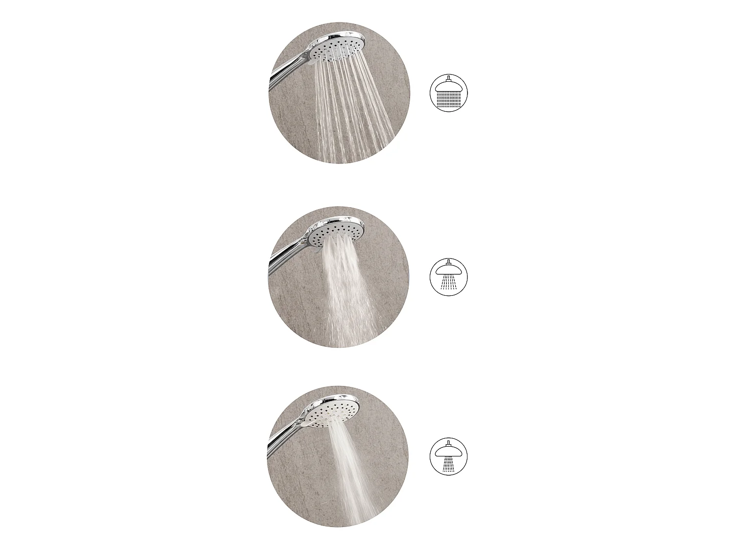 Shower Head and Hose Kit MACAY 3-function Silver