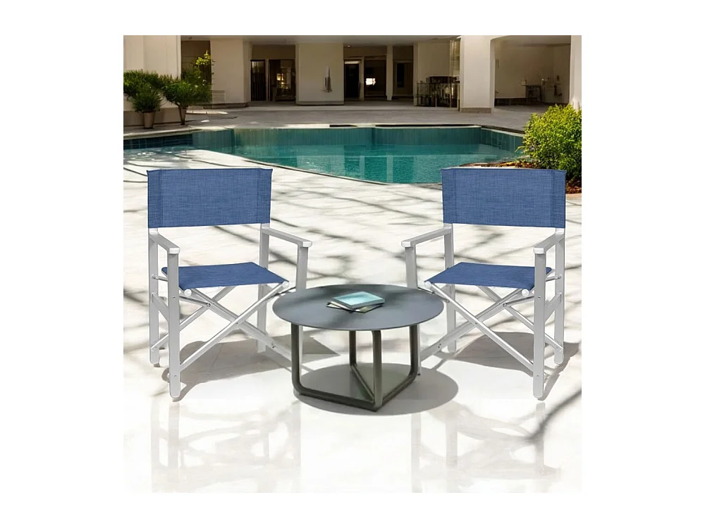 Sedia Regista Ketty in alluminio con seduta e schienale in textilene blu x 2