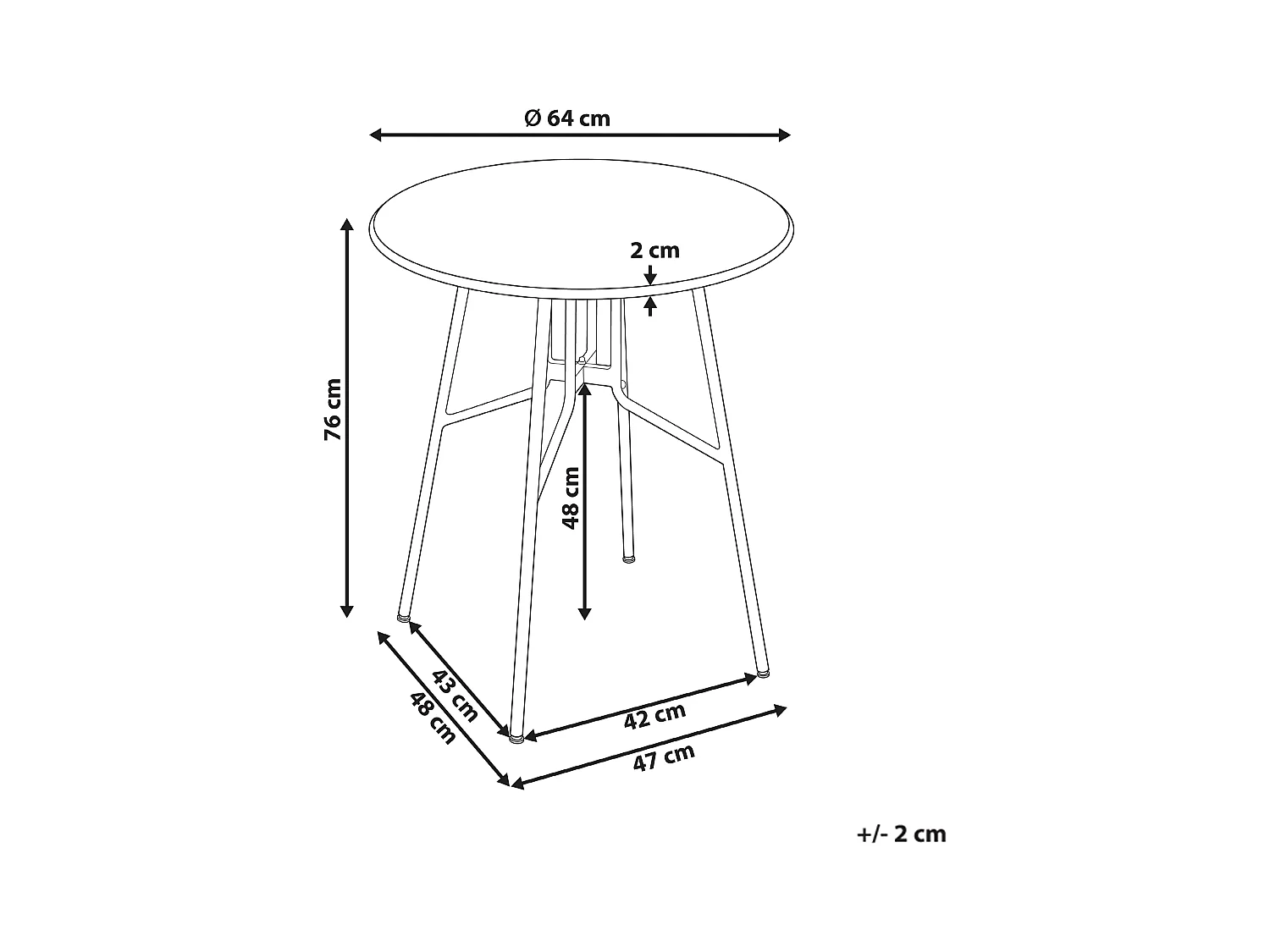Table bistrot TALTAL 64 cm 64 cm Métal Rouge
