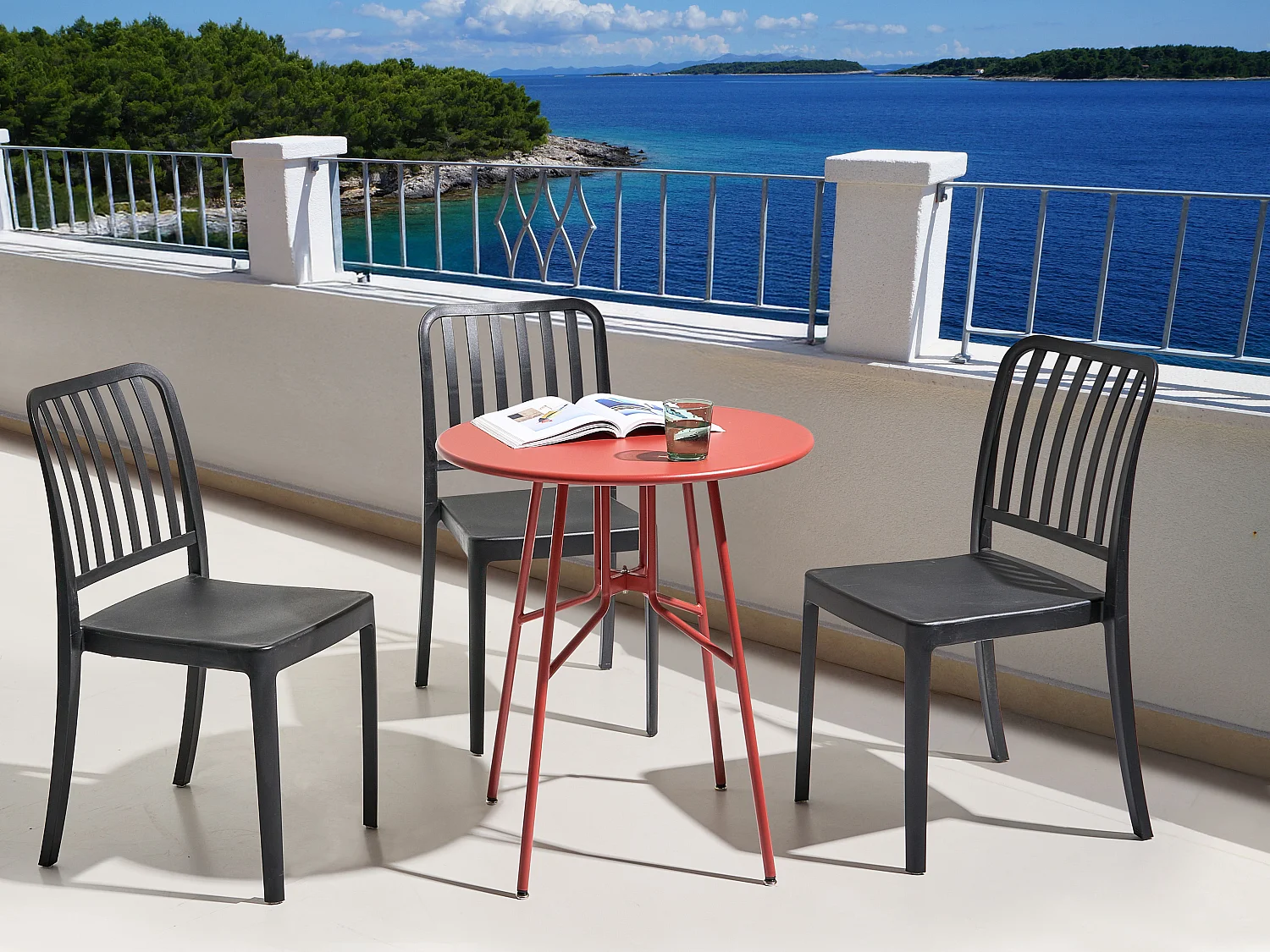 Table bistrot TALTAL 64 cm 64 cm Métal Rouge