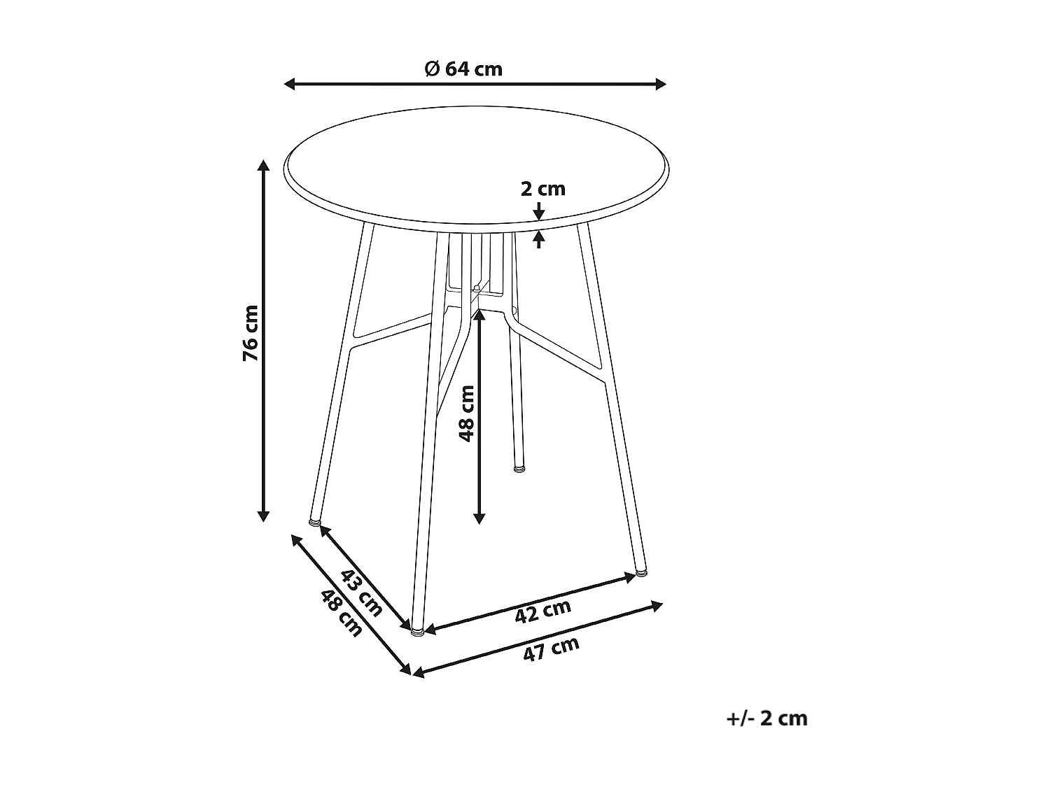 Table bistrot TALTAL 64 cm 64 cm Métal Rouge