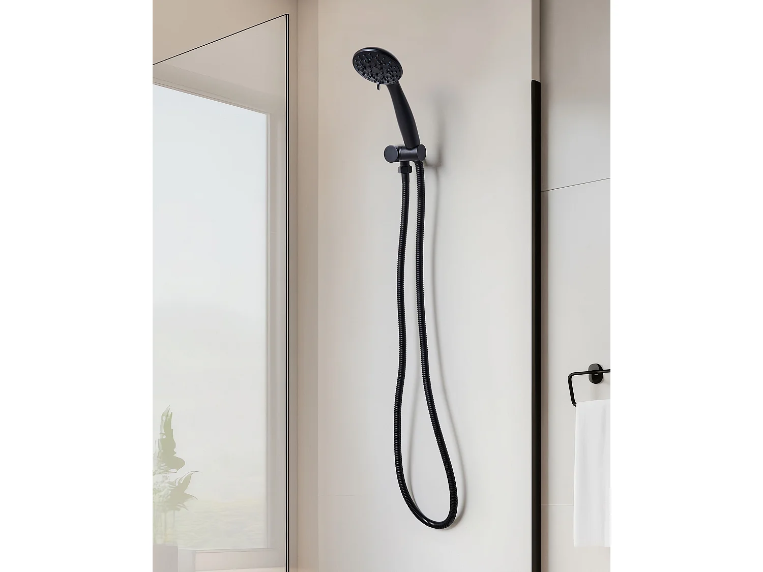 Kit de pommeau de douche avec tuyau flexible MACAY 3 modes Noir