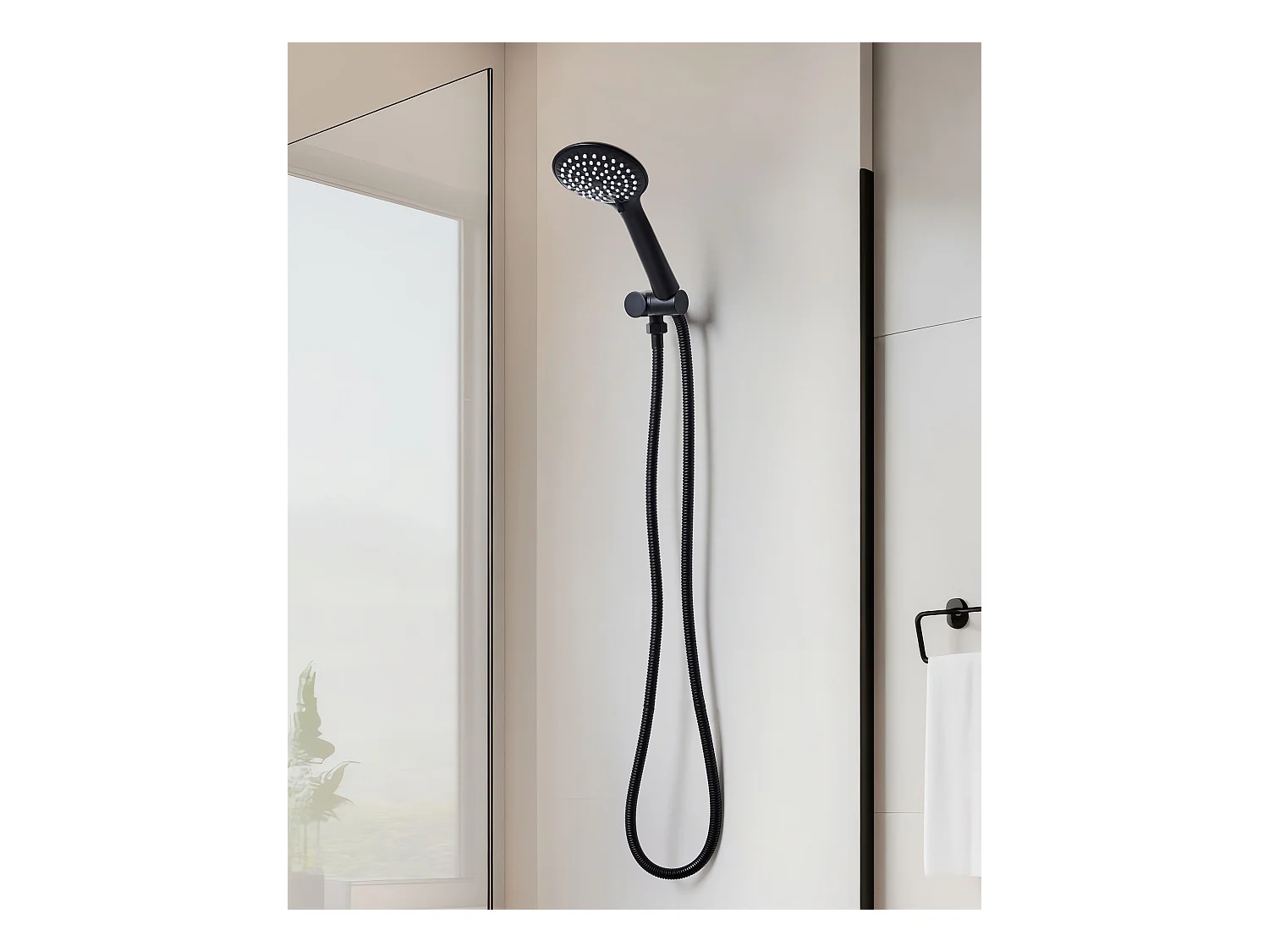 Kit de pommeau de douche avec tuyau flexible UYUCA 4 modes Noir